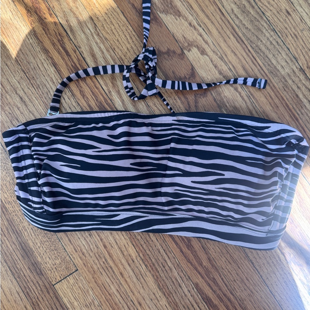 Kona Sol Zebra Print Bandeau Bikini Top with Strap - Picture 2 of 5